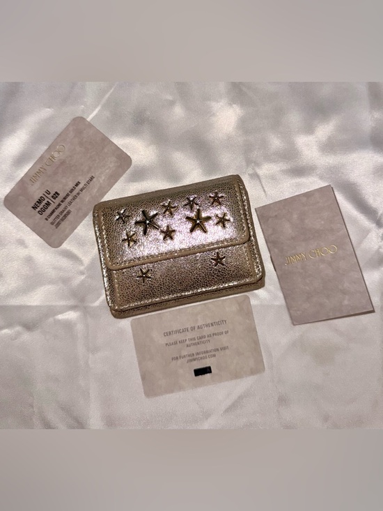 Jimmy Choo Handbags - EUC - Jimmy Choo Nemo Star-Studded Trifold Wallet - Full Set